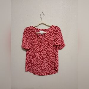Liz Claiborne Red Patterned Blouse